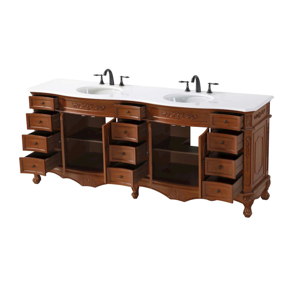 84 inch Double Bathroom Vanity in Teak. Picture 2
