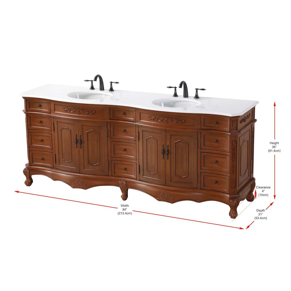 84 inch Double Bathroom Vanity in Teak. Picture 8