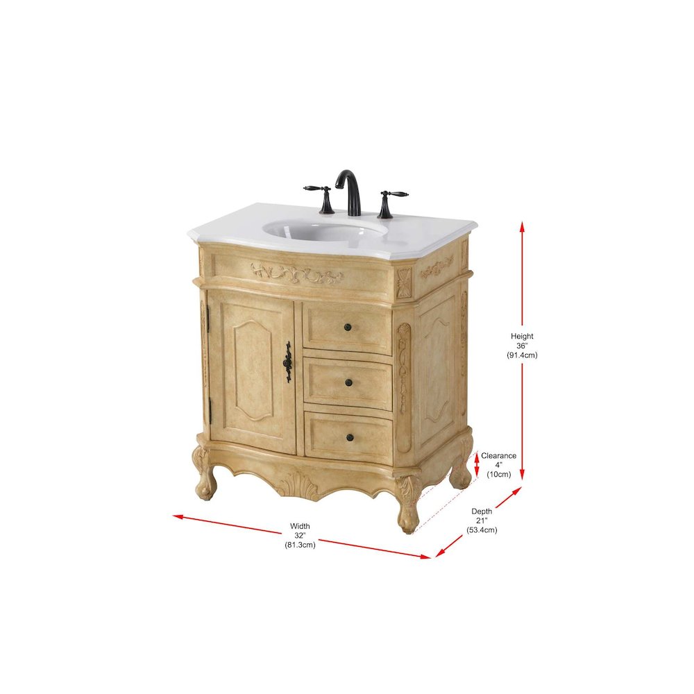32 inch Single Bathroom Vanity in Antique Beige. Picture 8