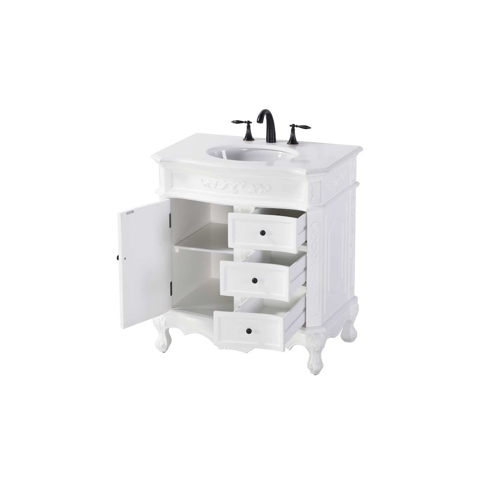 32 inch Single Bathroom Vanity in Antique white. Picture 2