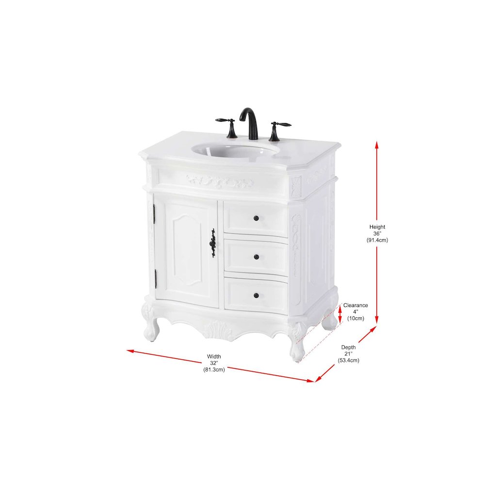 32 inch Single Bathroom Vanity in Antique white. Picture 8