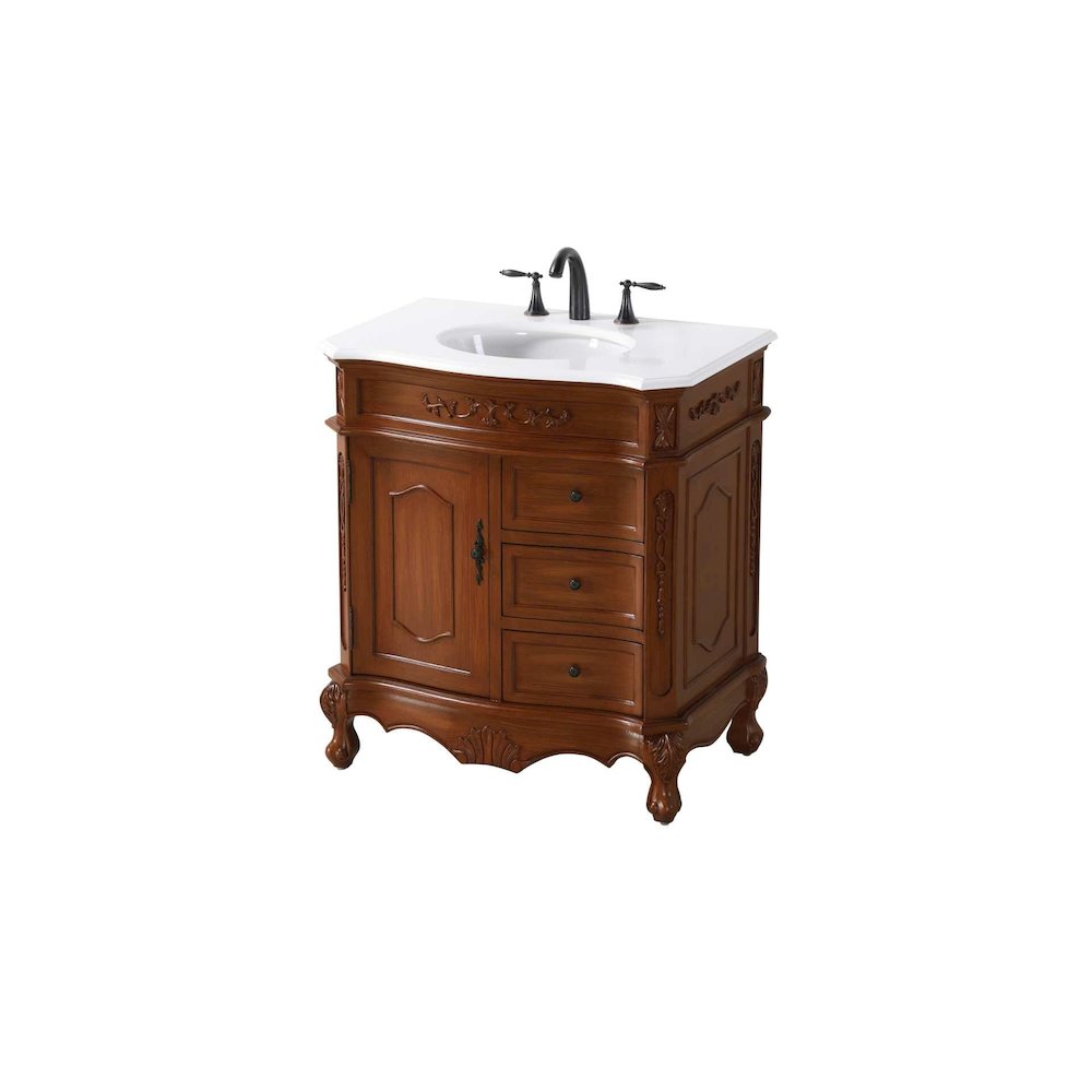 32 inch Single Bathroom Vanity in Teak. Picture 1
