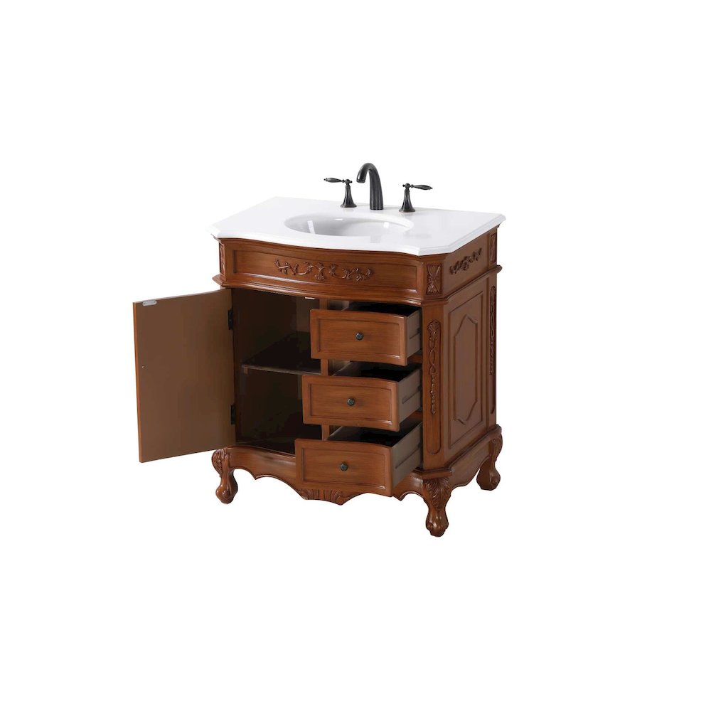 32 inch Single Bathroom Vanity in Teak. Picture 2