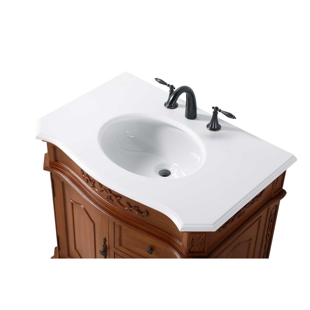 32 inch Single Bathroom Vanity in Teak. Picture 3
