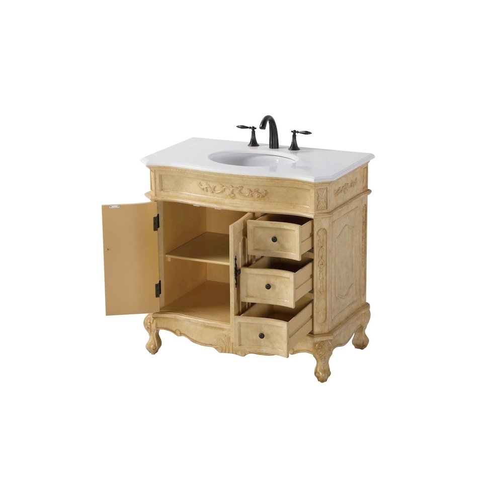 36 inch Single Bathroom Vanity in Antique Beige. Picture 2