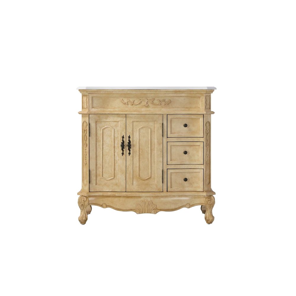36 inch Single Bathroom Vanity in Antique Beige. Picture 9