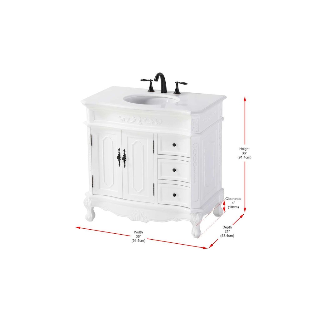 36 inch Single Bathroom Vanity in Antique white. Picture 8