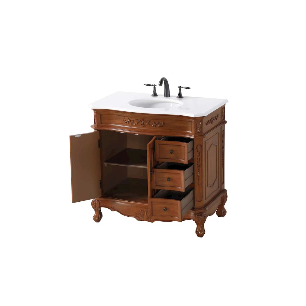 36 inch Single Bathroom Vanity in Teak. Picture 2