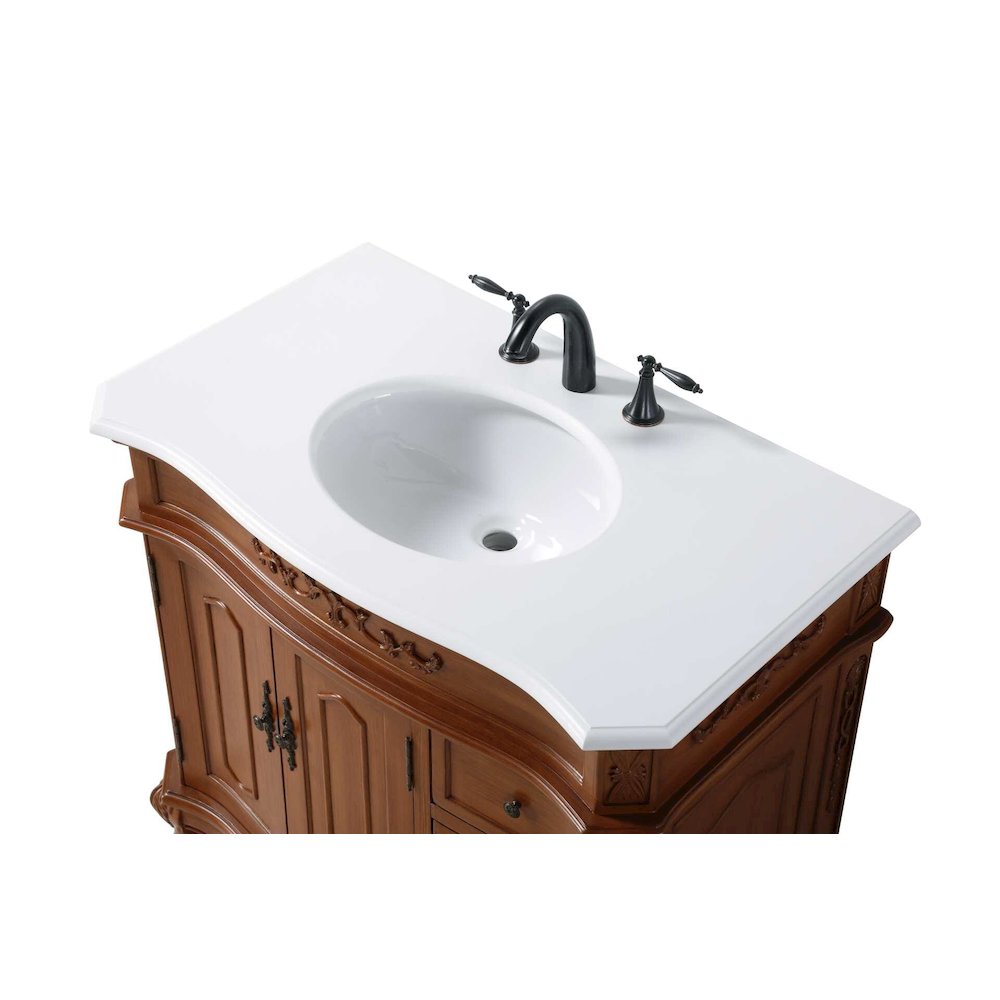 36 inch Single Bathroom Vanity in Teak. Picture 3