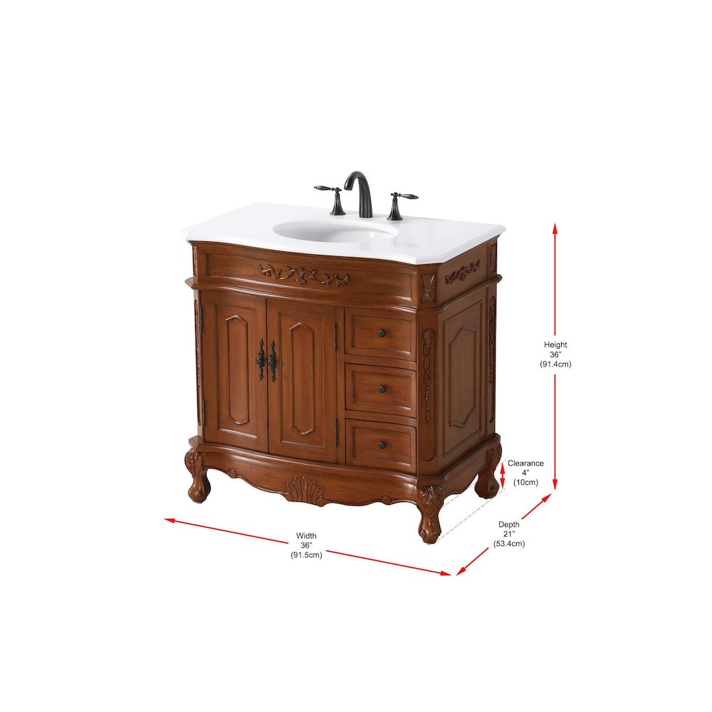 36 inch Single Bathroom Vanity in Teak. Picture 8