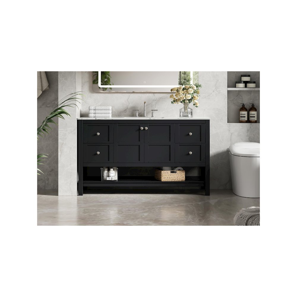 54 inch Single Bathroom Vanity in Black. Picture 2