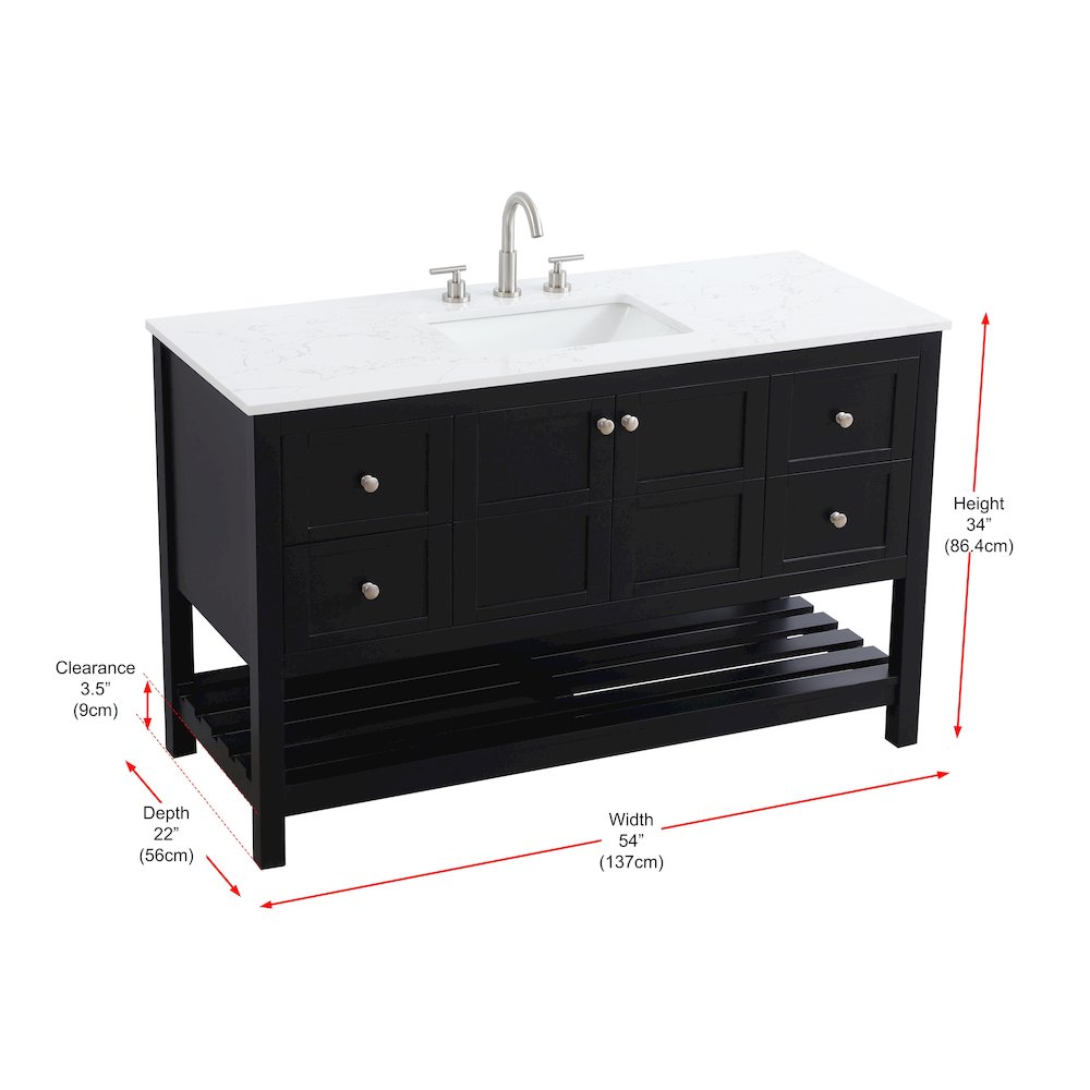 54 inch Single Bathroom Vanity in Black. Picture 12