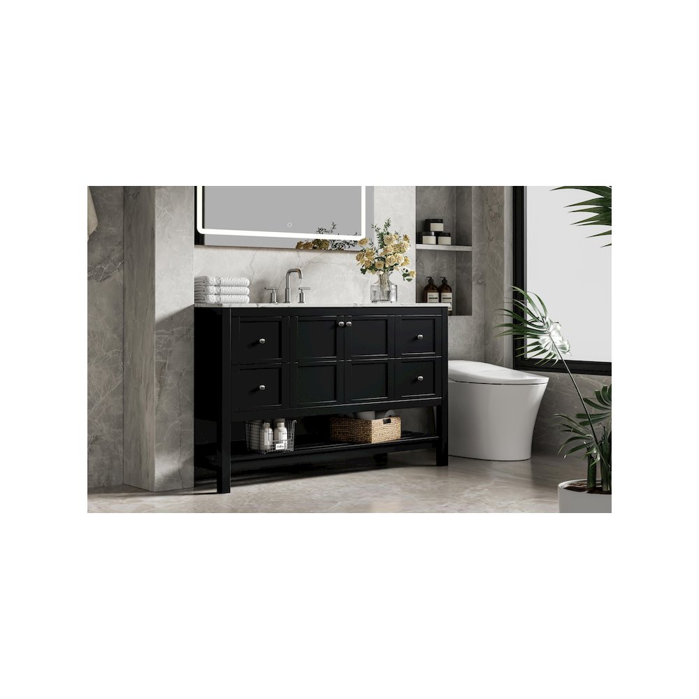 54 inch Single Bathroom Vanity in Black. Picture 3