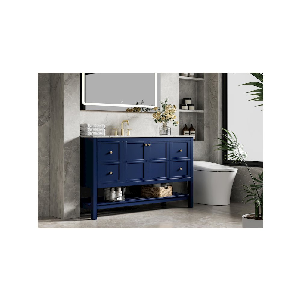 54 inch Single Bathroom Vanity in Blue. Picture 3