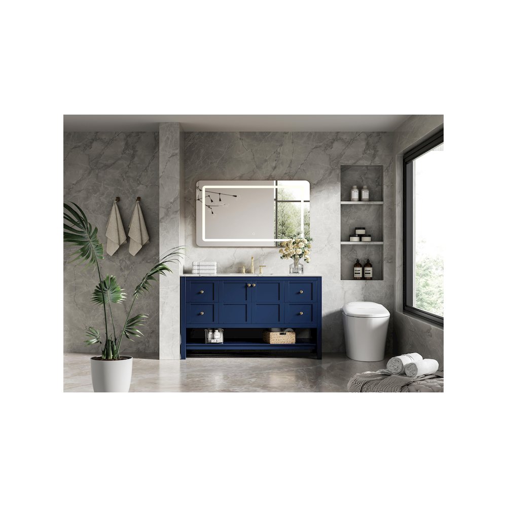 54 inch Single Bathroom Vanity in Blue. Picture 4
