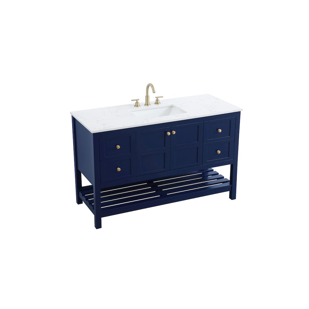 54 inch Single Bathroom Vanity in Blue. Picture 6