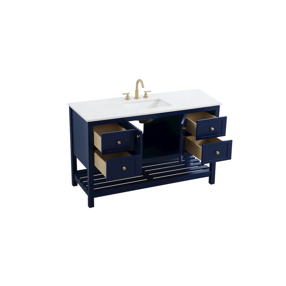 54 inch Single Bathroom Vanity in Blue. Picture 7