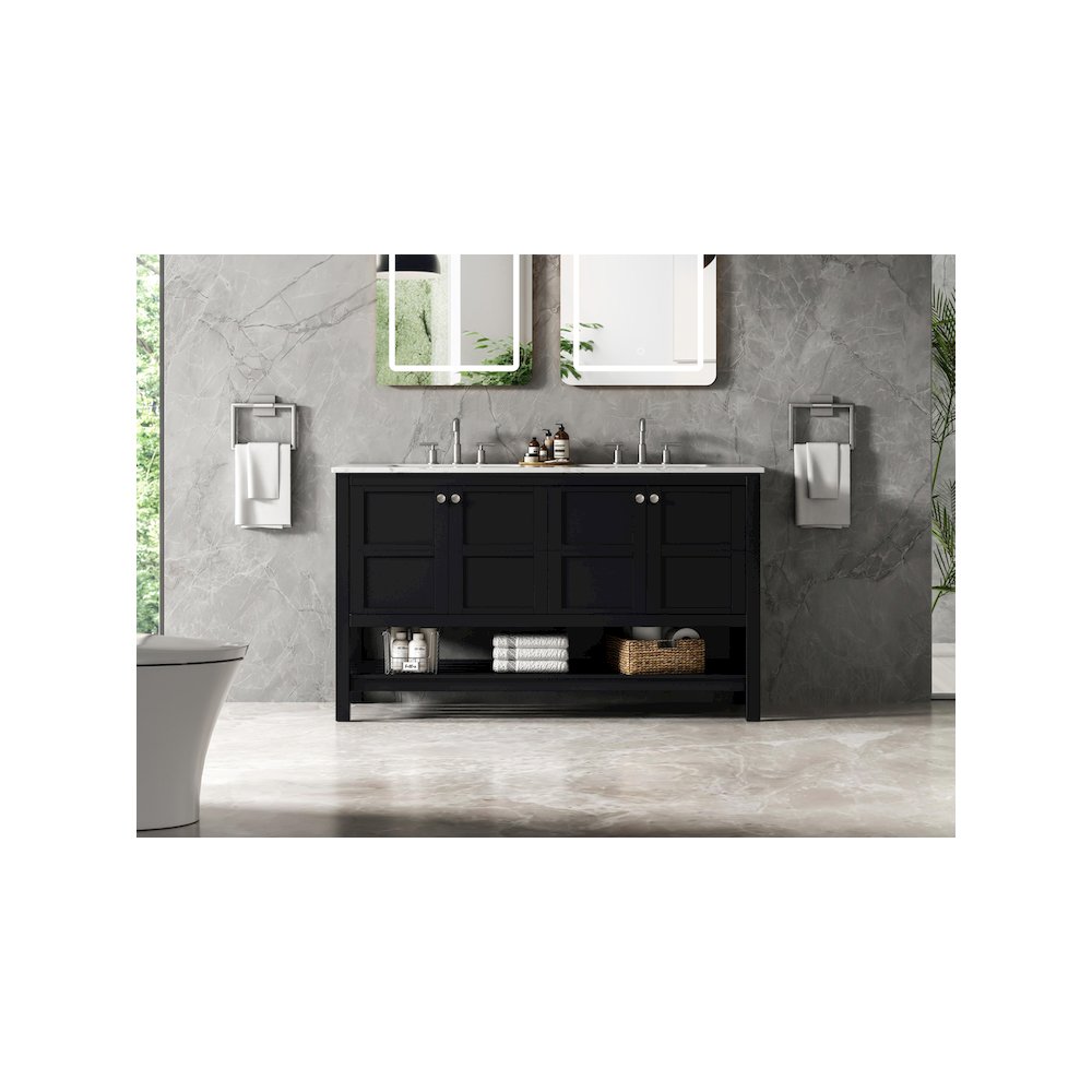 54 inch Double Bathroom Vanity in Black. Picture 2