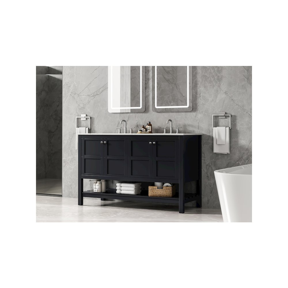 54 inch Double Bathroom Vanity in Black. Picture 3