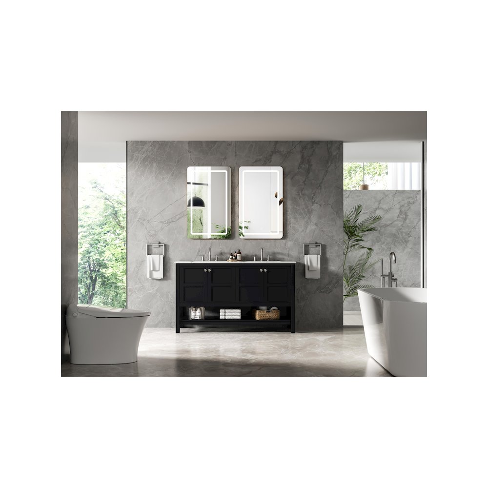 54 inch Double Bathroom Vanity in Black. Picture 4