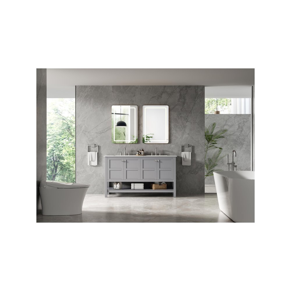 54 inch Double Bathroom Vanity in Grey. Picture 4