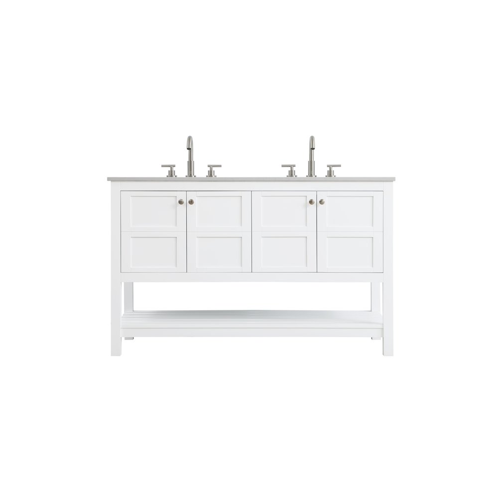 54 inch Double Bathroom Vanity in White. Picture 1