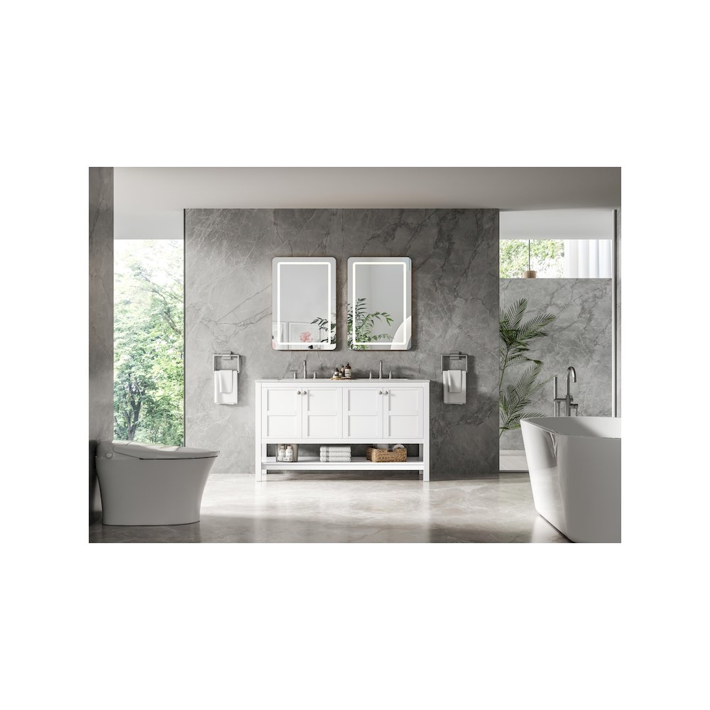 54 inch Double Bathroom Vanity in White. Picture 4