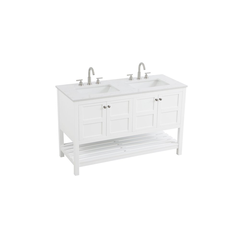 54 inch Double Bathroom Vanity in White. Picture 6