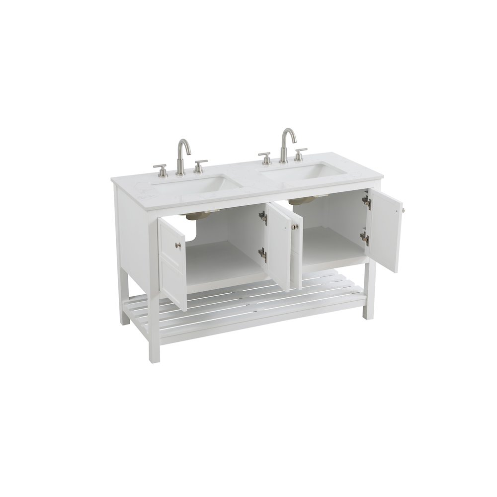 54 inch Double Bathroom Vanity in White. Picture 7