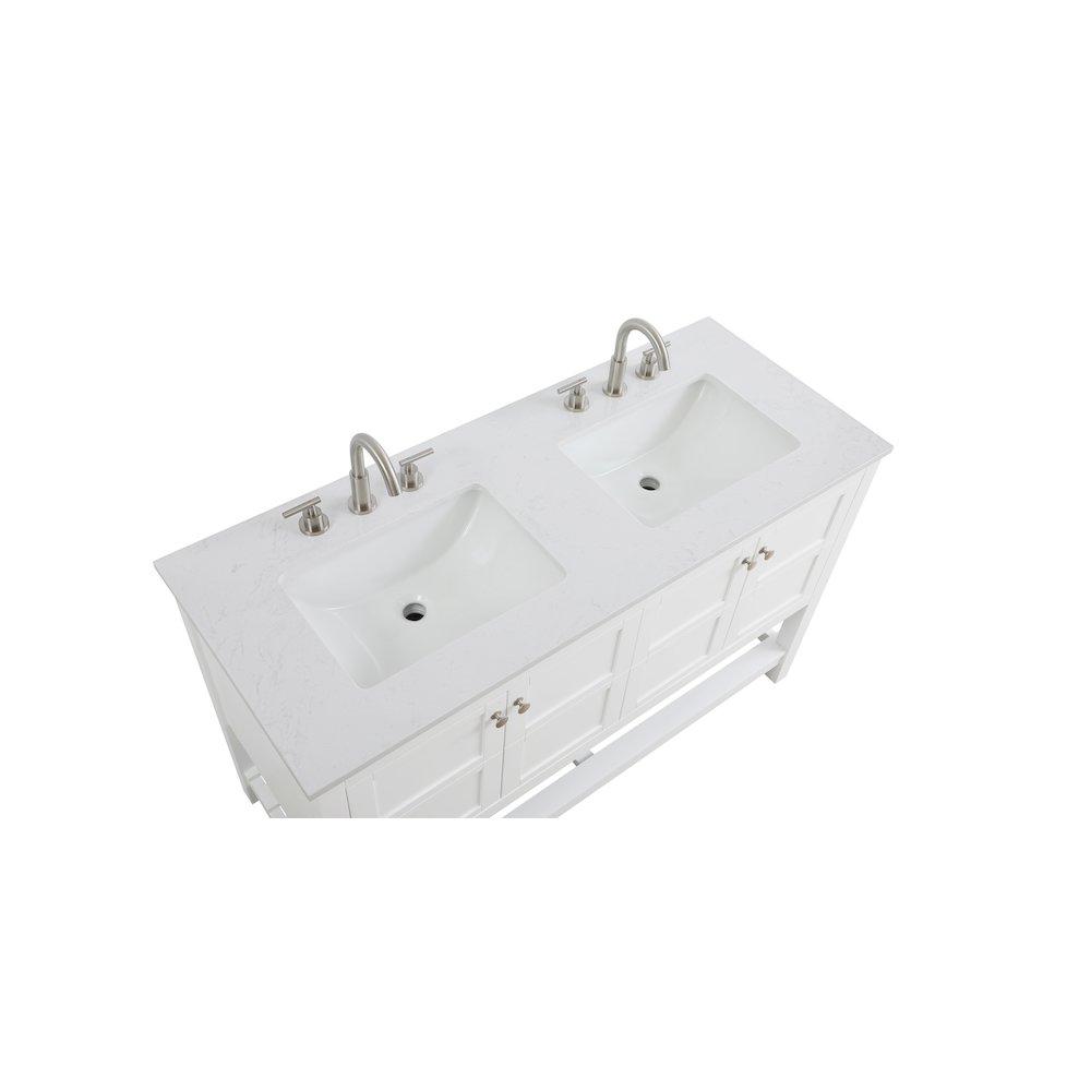 54 inch Double Bathroom Vanity in White. Picture 8