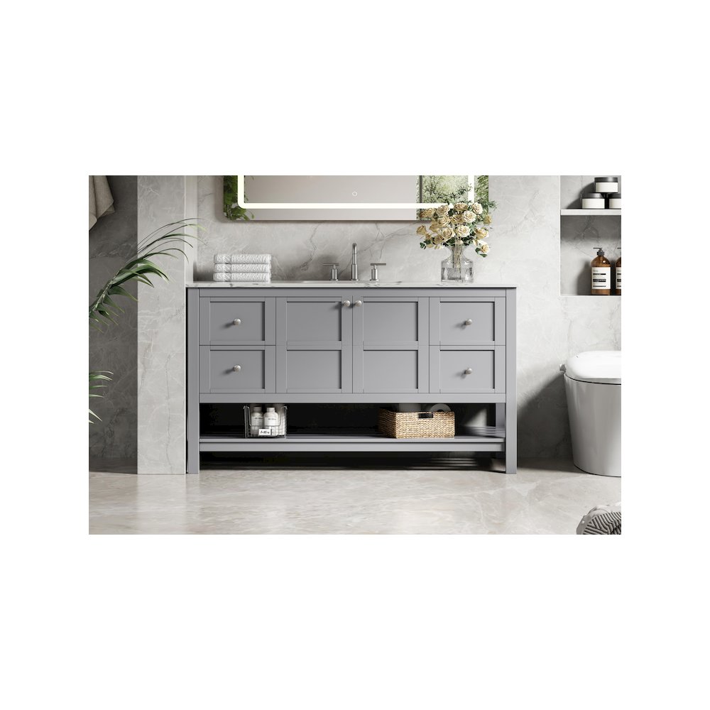54 inch Single Bathroom Vanity in Grey. Picture 2