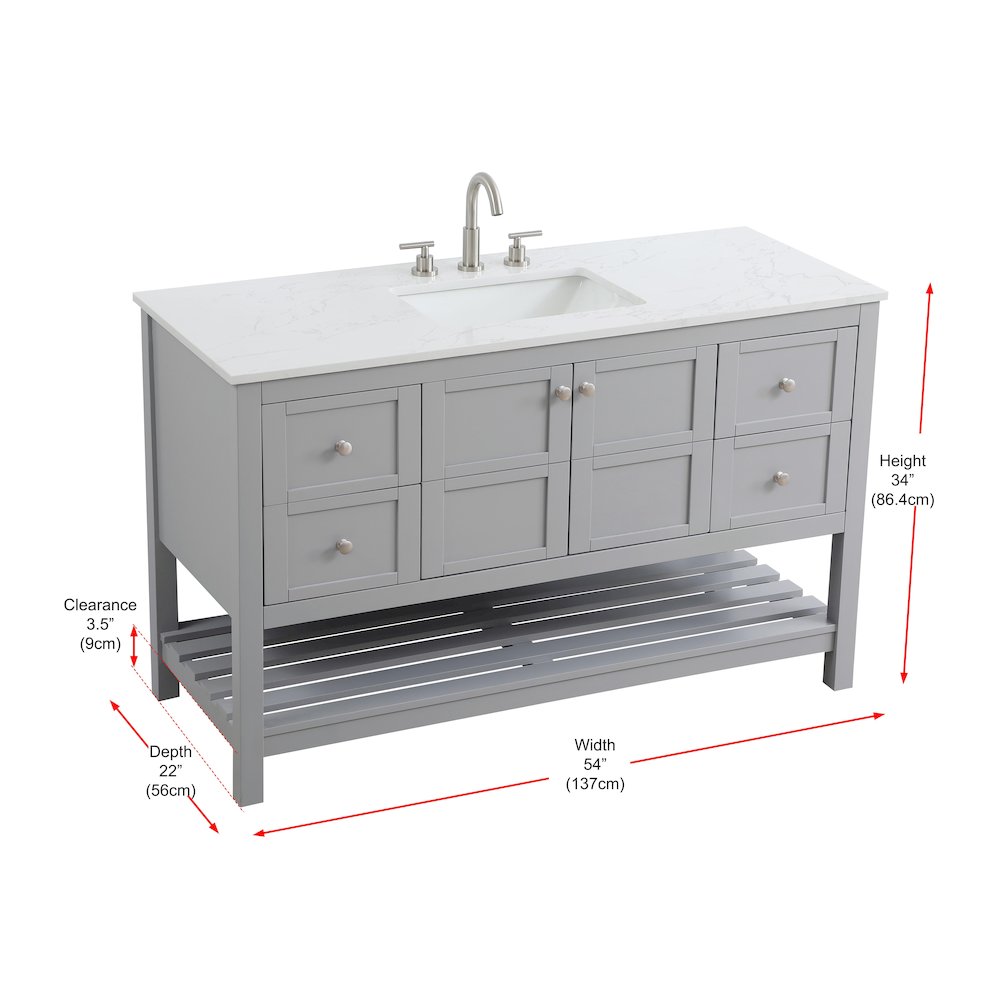 54 inch Single Bathroom Vanity in Grey. Picture 12