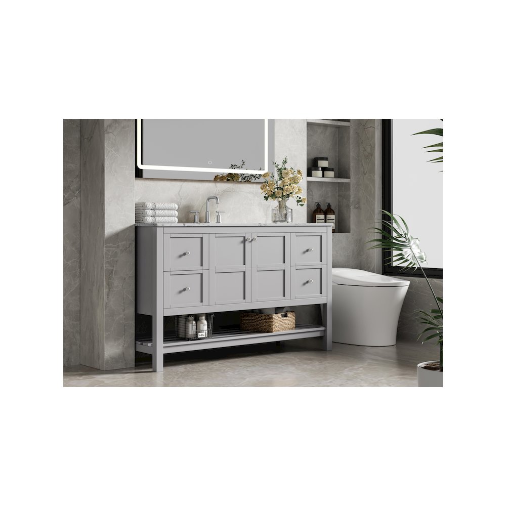 54 inch Single Bathroom Vanity in Grey. Picture 3