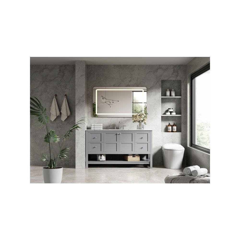 54 inch Single Bathroom Vanity in Grey. Picture 4