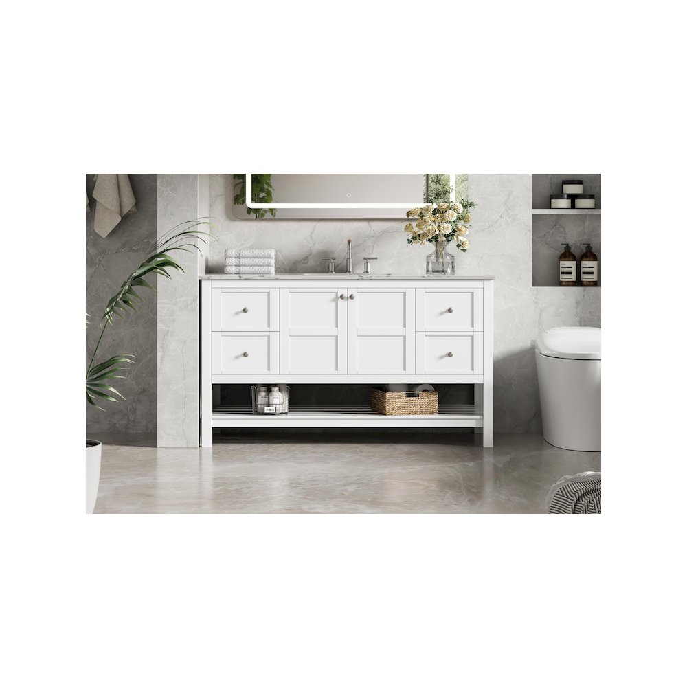 54 inch Single Bathroom Vanity in White. Picture 2
