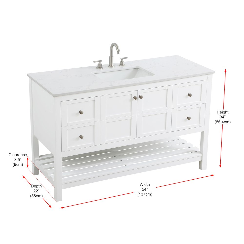 54 inch Single Bathroom Vanity in White. Picture 12