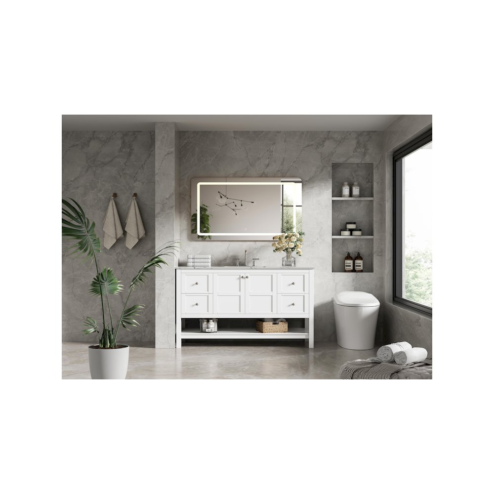 54 inch Single Bathroom Vanity in White. Picture 4