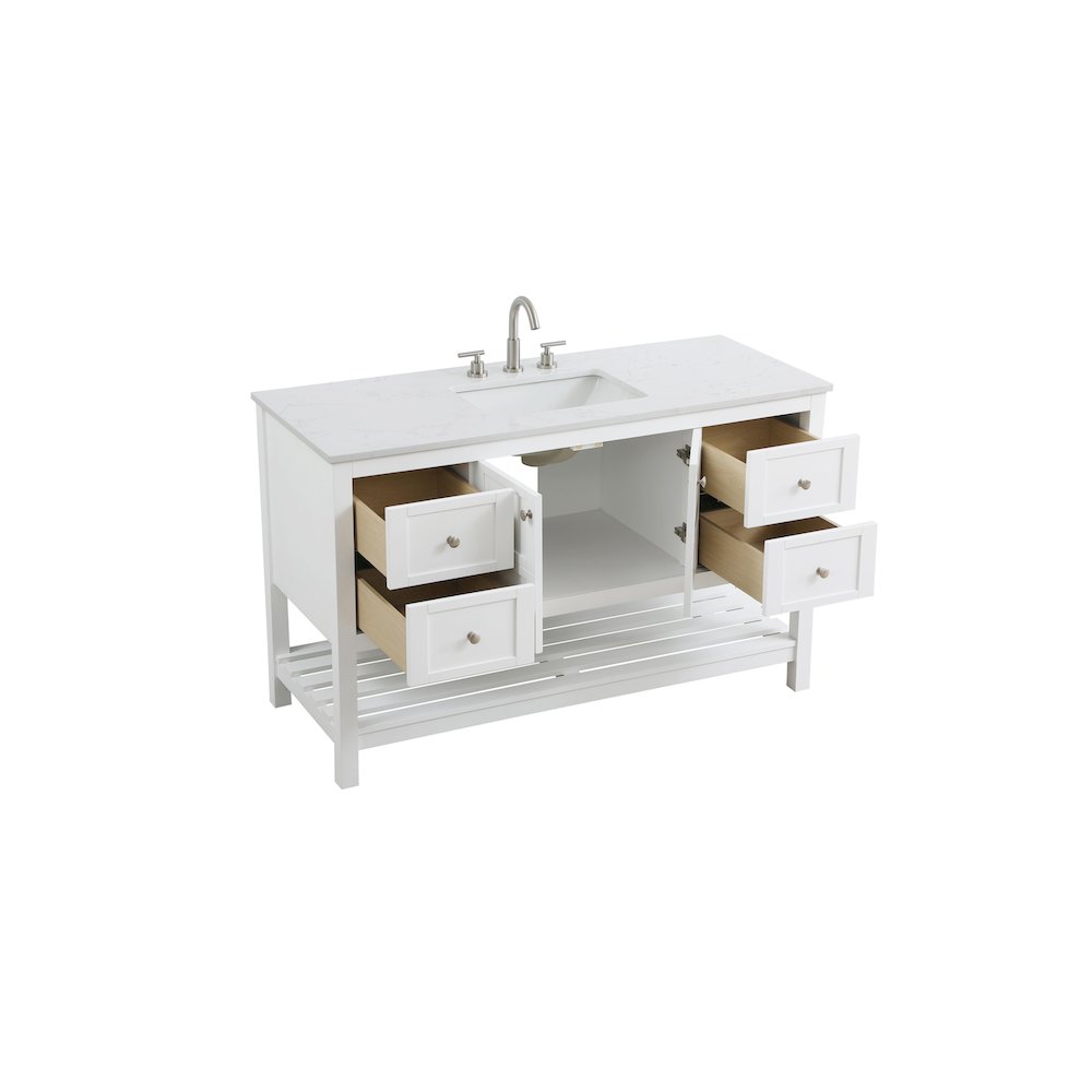 54 inch Single Bathroom Vanity in White. Picture 7