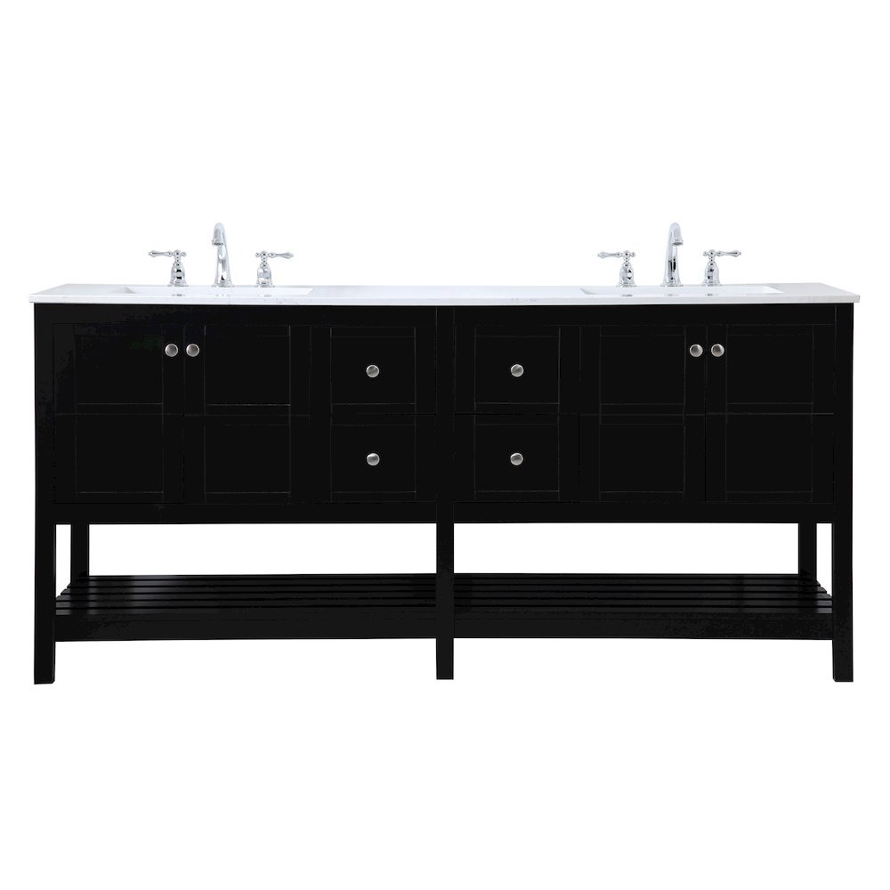 72 inch Double Bathroom Vanity in Black. Picture 1