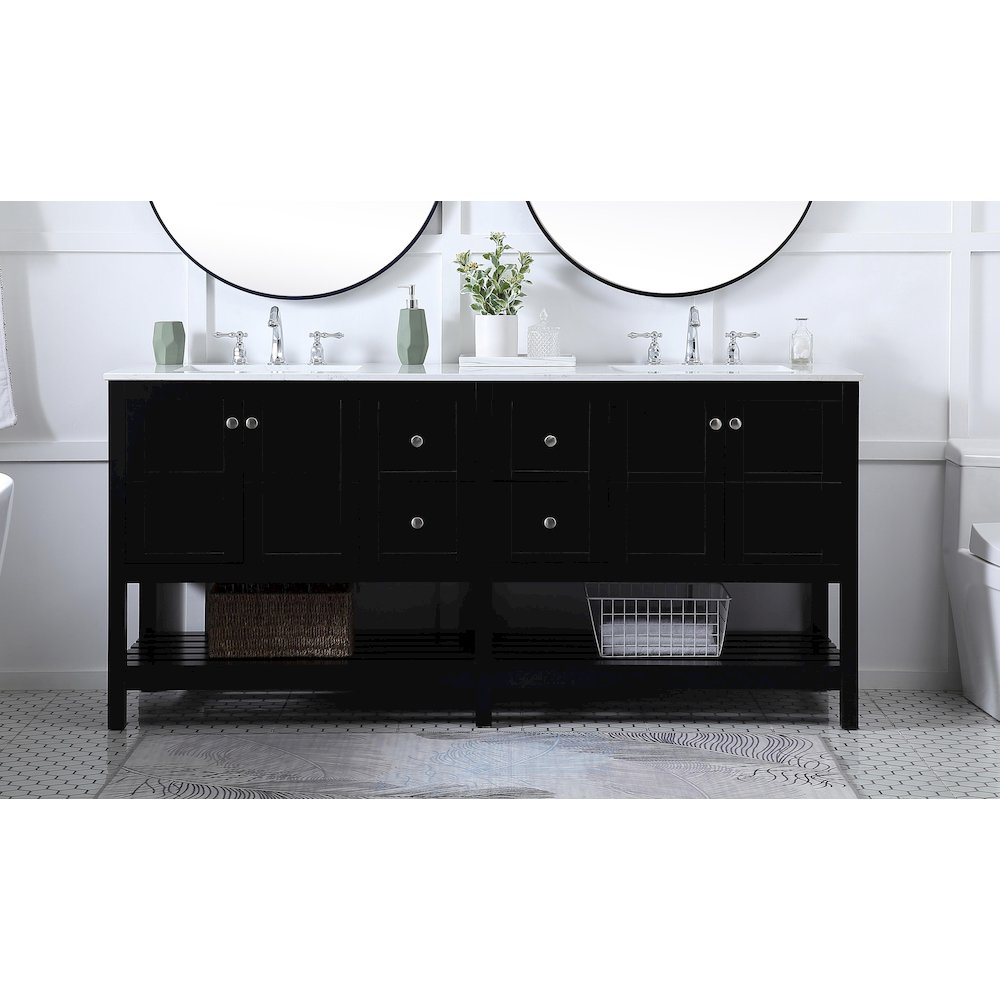 72 inch Double Bathroom Vanity in Black. Picture 2