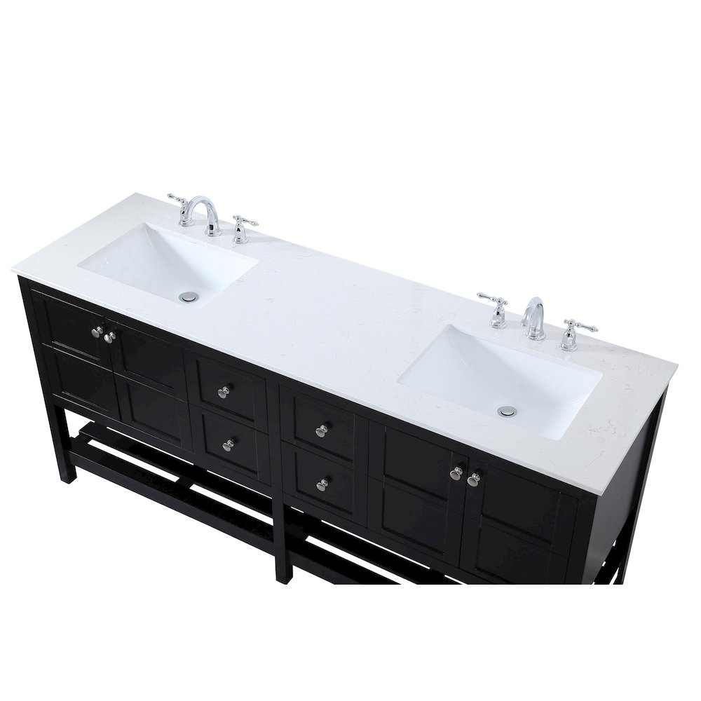 72 inch Double Bathroom Vanity in Black. Picture 11