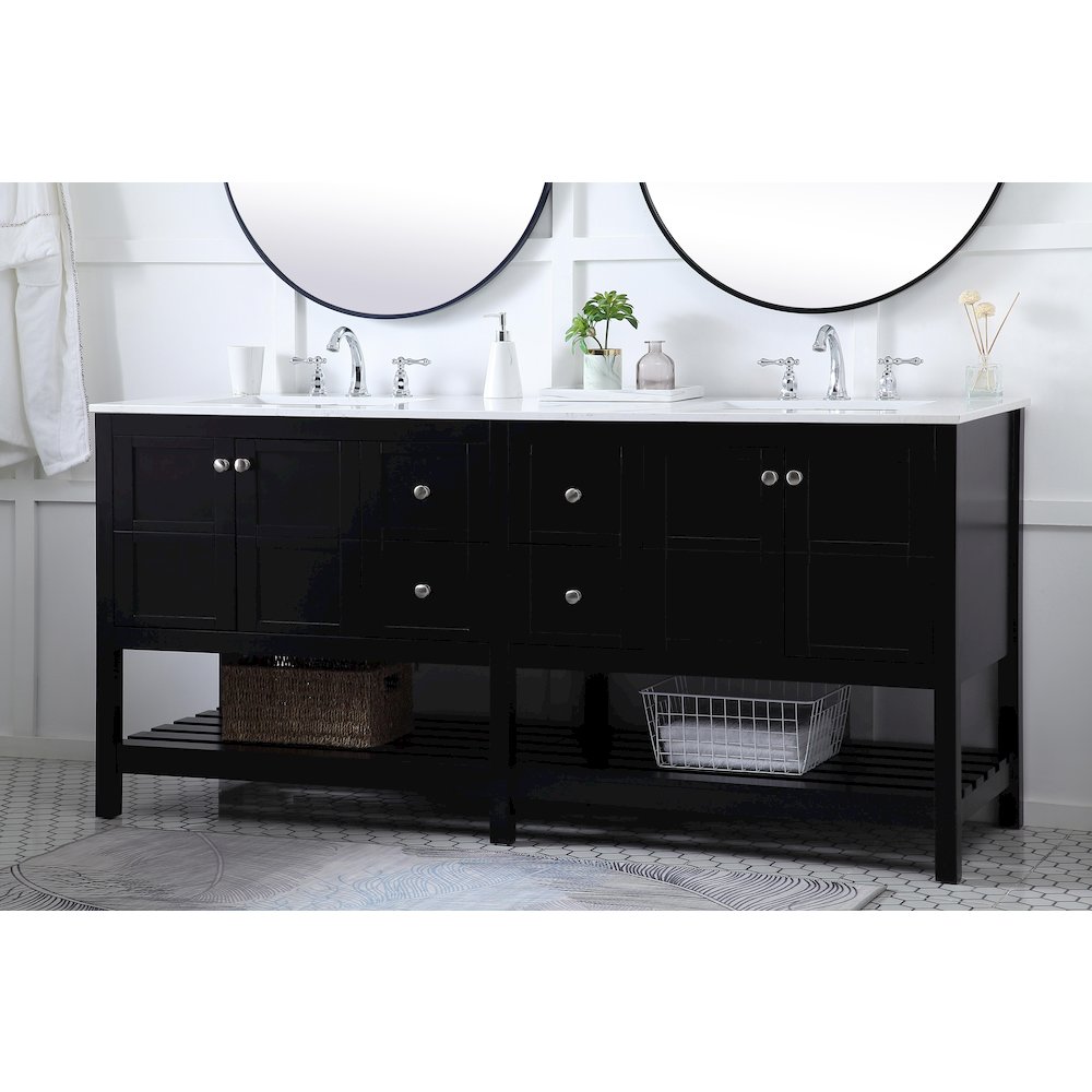 72 inch Double Bathroom Vanity in Black. Picture 3