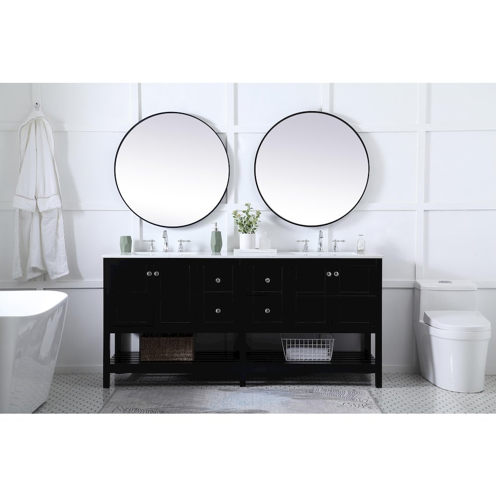 72 inch Double Bathroom Vanity in Black. Picture 5