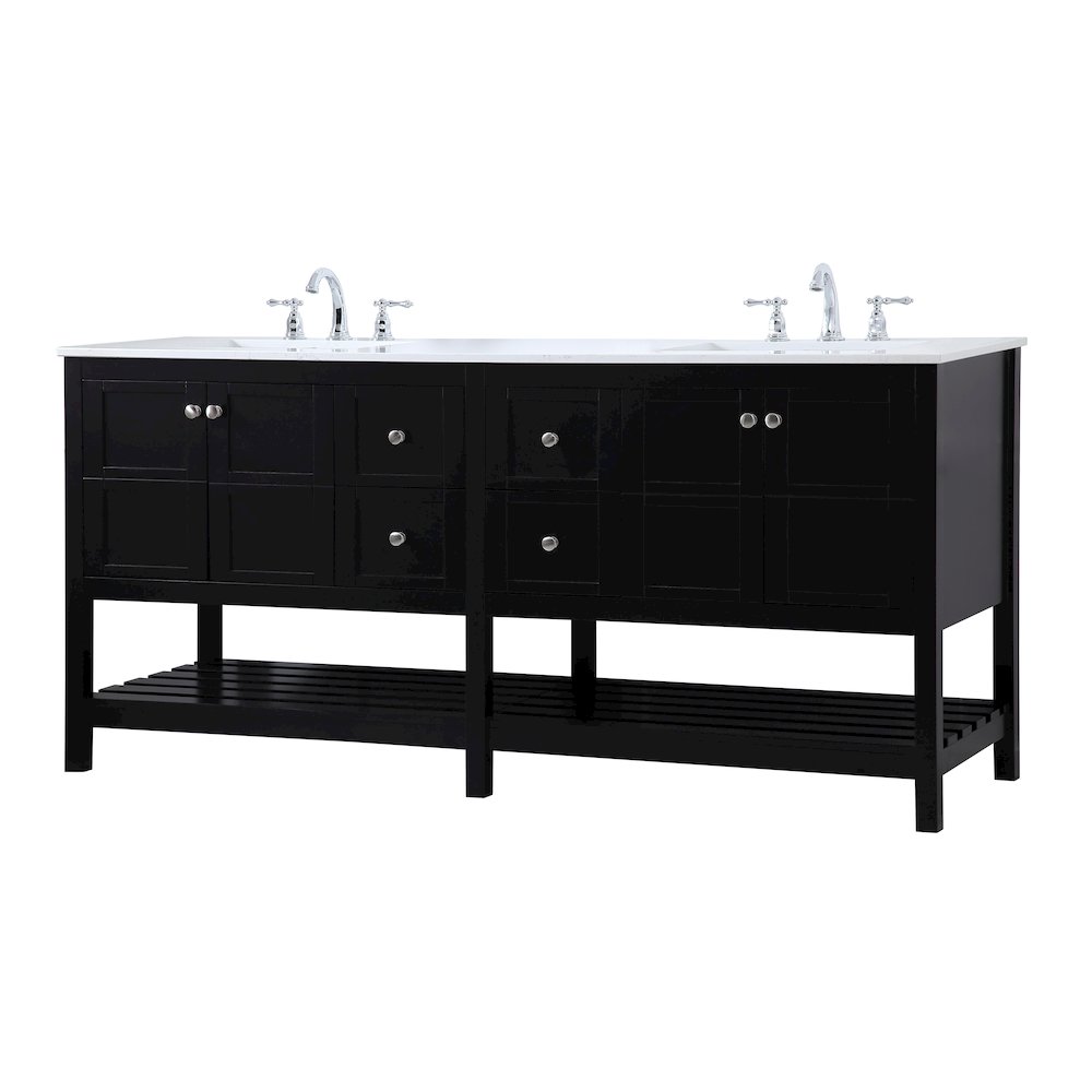 72 inch Double Bathroom Vanity in Black. Picture 8