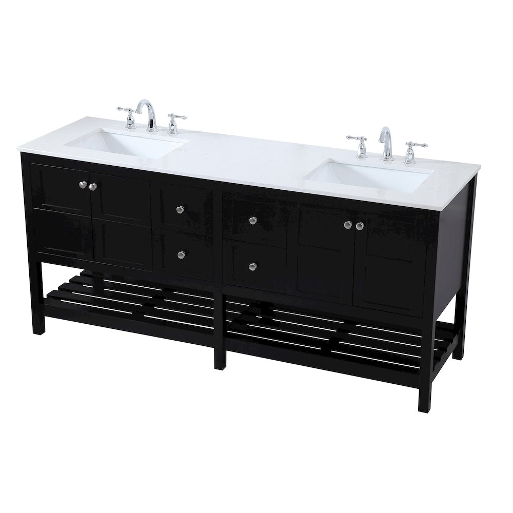 72 inch Double Bathroom Vanity in Black. Picture 9