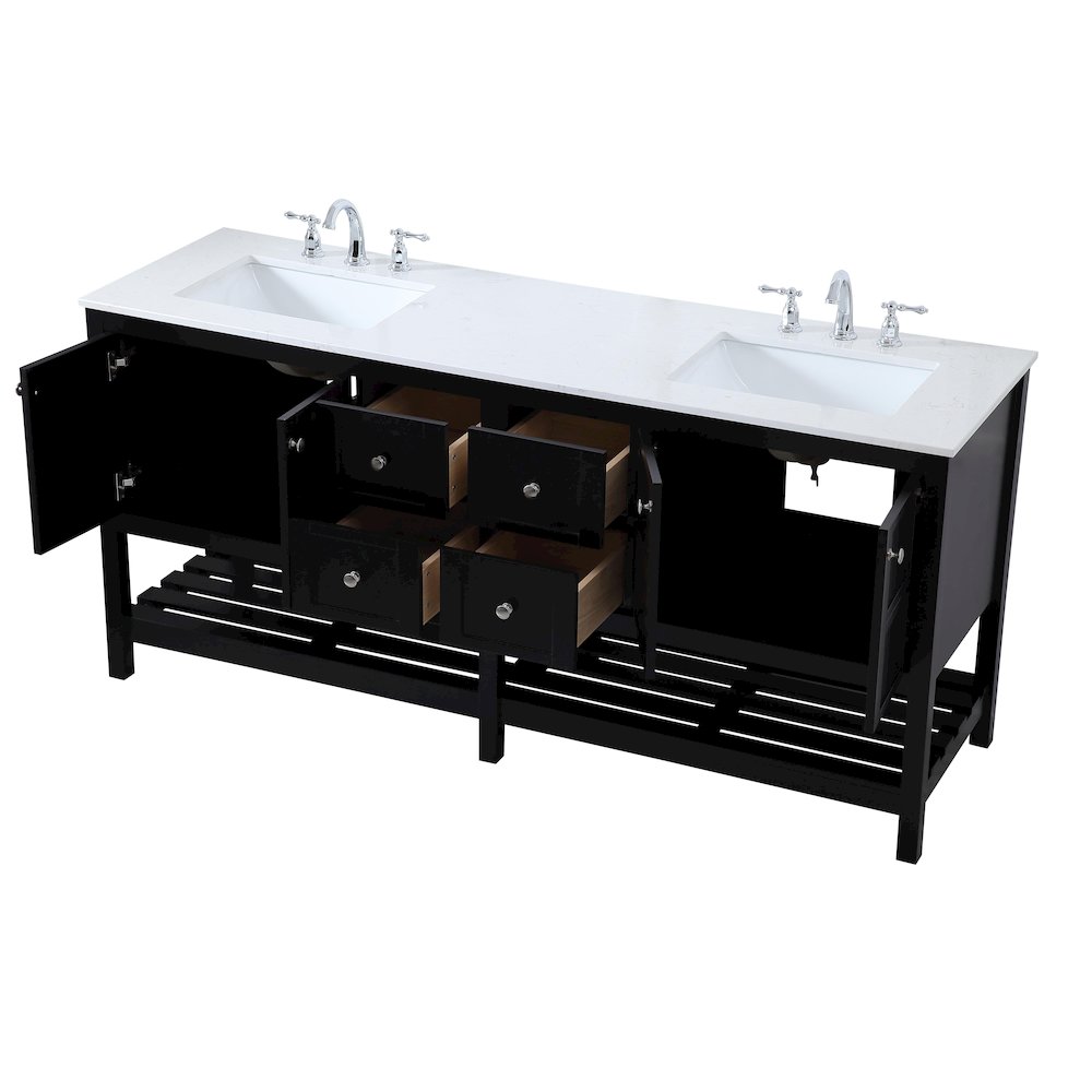 72 inch Double Bathroom Vanity in Black. Picture 10