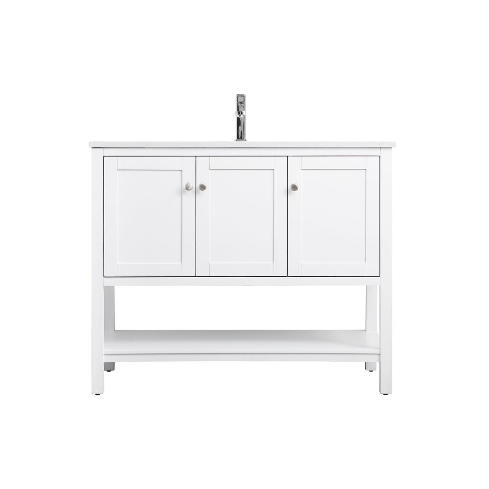 42 Inch Single Bathroom Vanity In White. Picture 1