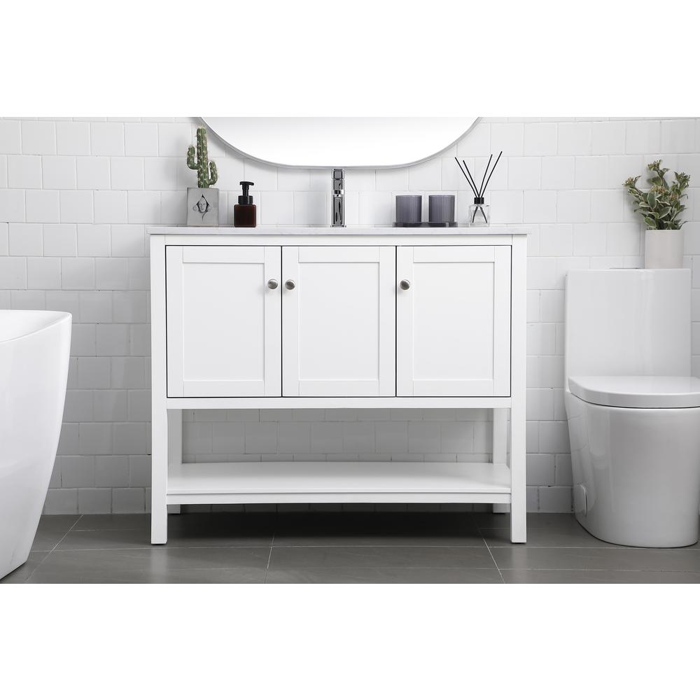 42 Inch Single Bathroom Vanity In White. Picture 14