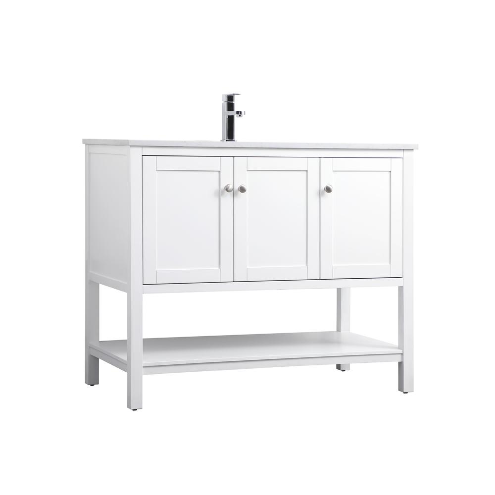 42 Inch Single Bathroom Vanity In White. Picture 7