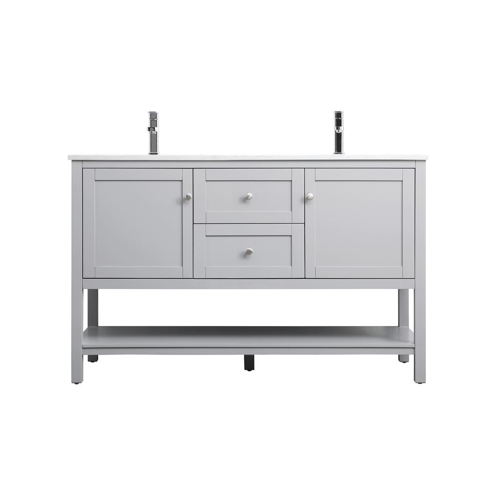 54 Inch Double Bathroom Vanity In Grey. Picture 1